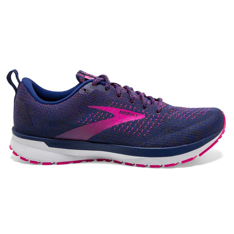 Brooks Revel 4 Women's Road Running Shoes - Blue/Ebony/Pink (97032-OMVW)